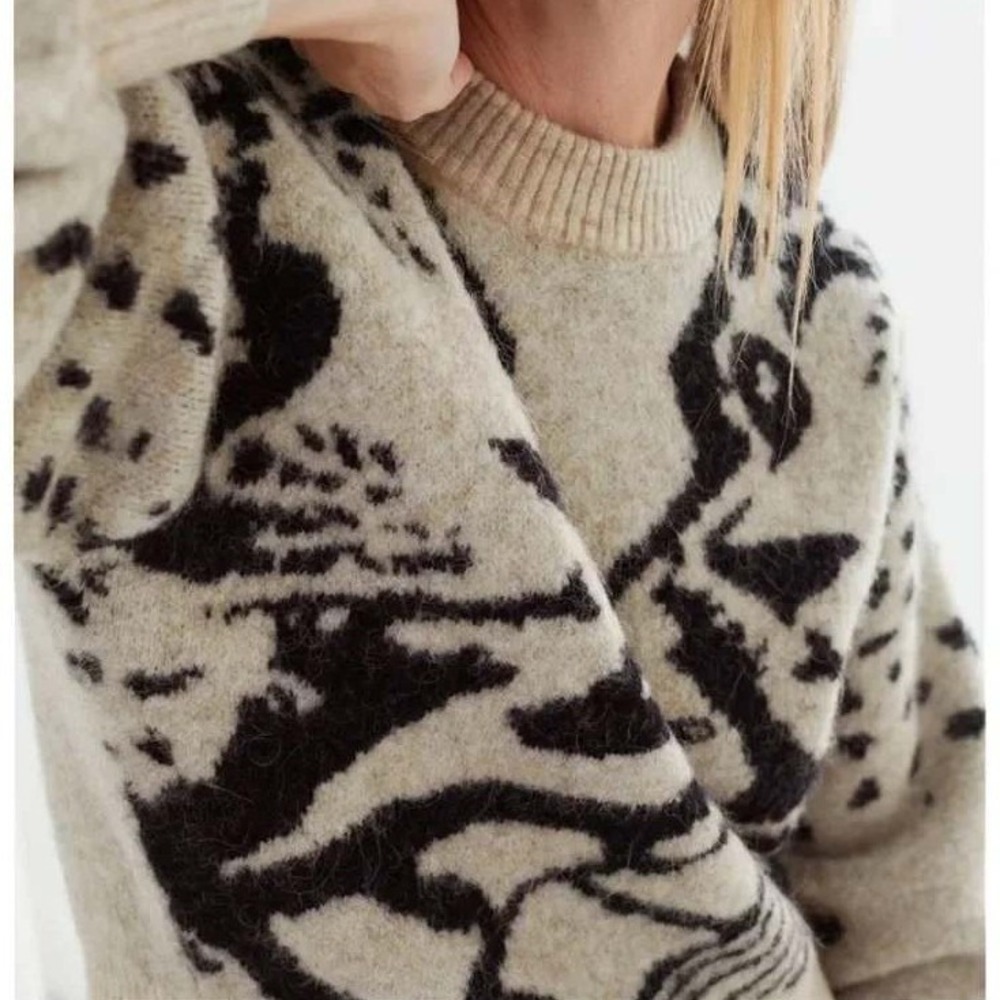 & OTHER STORIES Sweater Women's Large Alpaca Wool Jacquard Knit Pullover - Picture 4 of 11